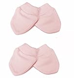 Newborn 2 Pairs of Scratch Mitts/Mittens - 100% Cotton Baby Pink by Scratch Mitts