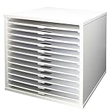 キューブボックスα 12段トレータイプ ホワイト 浅型 書類ケース 書類棚 書類整理棚 A4 木製 プラスチック 引き出し 12段 ホワイト