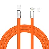 chubbycable USB C ケーブル L字 240W 急速充電 & 高速データ転送 超厚シリコンタイプc ケーブルMacBook/iPad/Galaxyiphone15/iphone16/iphone17等type c機種対応, オレンジ, Type-C & Type-C, 2M