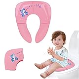 ベビー便座 折りたたみ式子供用トイレ トイレトレーニング便座 ベビー補助便座 子供便器 幼児用便座 携帯子供便座 持ち運びやすい 旅行外出先 安全無毒 滑り止める 抗菌防臭【収納バック付き (ピンク)