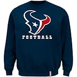 Houston Texans Football Fleece Twillクルーネックスウェットシャツ大人用Large – ネイビーブルー