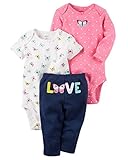 カーターズ carter's 女の子用LOVEバタフライボディースーツ2枚xコーデパンツ上下3点セット (18months(78-83cm)) [並行輸入品]