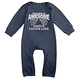 カッコいい 子供 アンクルグランパ ロゴ ポスター 半袖ロンパース コットン Navy Size 12 Months