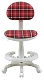 大川家具 関家具 学習チェア ステップ4 素材/ファブリック チェック柄レッド 186966