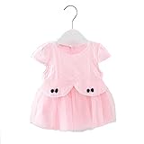 女の子の服 夏 チュールワンピース Pojour1-6歳キッズ用 子供かわいいドレス 綿 通気 ピンク(70cm)