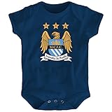 ワールドカップサッカーマンチェスター・シティ幼児24ヶ月半袖チームロゴクリーパー、ネイビー