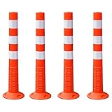 iimono117　車線分離標 コーンポスト 76cm / ガイドポスト 反射 ポールコーン ガードコーン 視線誘導標 駐車場 目印 (4本セット)