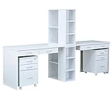 学習デスク twin desk（ツインデスク） (A:引出しプラスチックレール, ホワイト／ホワイト)