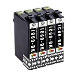 【TAKEYUKI】IC69BKL 4本 ブラック 互換IC69インク 互換インクカートリッジ 互換 インク 純正品併用 大容量 ICチープ搭載 残量表示 対応機種：PX-045A PX-046A PX-047A PX-105 PX-405A PX-435A PX-436A PX-437A PX-505F PX-535F PX-S505