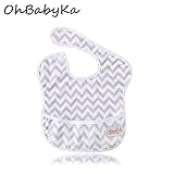 OHBABYKAベビー用エプロン 保育園 給食 ポケット付き アニマル 動物 お食事エプロン 赤ちゃん用エプロン 離乳食エプロン よだれかけ スタイ 棘皮動物 ふくろう きりん しまうま カエル 亀 