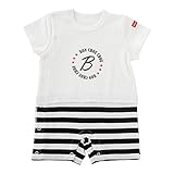 (チャックル) chuckle *ボンシュシュ*ロゴプリント半袖ショート丈前開きカバーオール レッド 80cm P2527-80-21