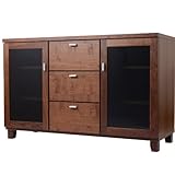 日本製(大川) 天然木ウォールナット材使用 120幅2枚扉引出3段サイドボード 2322