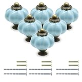 セラミック引き出しノブ 家具取っ手 箪笥 建築金具ツマミ 陶器 つまみ ノブ 戸棚食器棚 装飾 DIY 建築金具 戸棚引き (6, 青色)