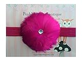 3 Feather Flower Rhinestone baby PoshNPretty headband - Shocking Pink by PoshNPretty
