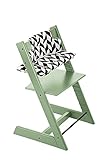 STOKKE ストッケ トリップトラップ チェアセット チェア:モスグリーン ベビーセット:無し クッション:ブラックシェブロン 【2個口】