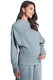 Sweet Mommy マタニティトップス 授乳服 授乳口付き ミラノリブドルマントップス Tシャツ 大きいサイズ 春 秋 冬 長袖 産前産後／ブルー／L