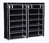 Homebi 6段 シューズラック大容量ワイド クローゼット靴棚目隠したっぷりダ カバー付きクローゼット型 組み立て品 幅120×奥行31.5×高さ105cm HB-0606T-BL (ブラック)
