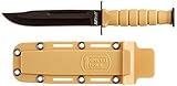 MTech USA MT-632DT Fixed Blade Tactical Neck Knife, Black Drop Point Blade with Blood Groove, Tan Ha