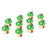 【ノーブランド品】ドールハウス ミニチュア キノコ ガーデン 盆栽 風景 装飾品 アクセサリー 庭の装飾 アクセサリー 庭の装飾 キノコの家 M (グリーン) 10個