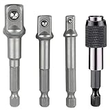 FQZMQBQ インパクト ソケットアダプター 4本組 ドライブ角1/4" 3/8" 1/2" 六角シャンク 6.35 9.5 12.7 変換ソケット 電動ドライバー 六角ビット延長 バー 60mm ソケットアダプター 先端工具