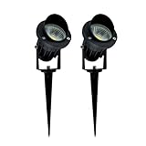 Prodeli スーパー明るい屋外LED装飾的なスポットライトの照明7W COBのLEDの景色の庭の壁の庭の道の芝生のライトスパイクスタンドAC 85-265Vの電力(クールホワイト)【2個セット】