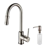 Kraus KPF-1622-KSD-30SN Single Lever Pull Down Kitchen Faucet and Soap Dispenser Satin Nickel by Kra