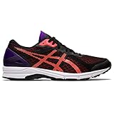 ASICS メンズ ヒートレーサー2 ランニングシューズ, ブラック/フラッシュコーラル, 11