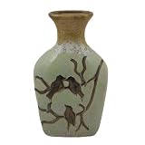 Essential D?cor Entrada Collection Birds on Branches Ceramic Vase, 13.98 by 7.87-Inch [並行輸入品]