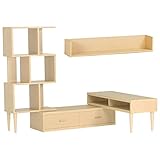 arne テレビ台 オープンラック ウォールシェルフ 完成品 日本製 配線収納 3点セット T-003 T3-alto WallBox C-1200 ナチュラル