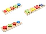[kuro&jouet] 楽しく 学ぼう 木製 おもちゃ 玩具 3点セット 知育 幼児 男の子 女の子 積み木 はめこみ 形合わせ