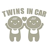 imoninn TWINS in car ステッカー　【シンプル版】　双子さん専用　（グレー色）