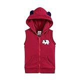 【SEBLES】ベビー服 ベスト パーカー フード ノースリーブ スウェット コットン 綿 アップリケ 無地 耳 0歳 1歳 2歳 ユニセックス 男の子 女の子(タイプE,90cm)