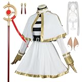 [Ｄ∞ＤＩＲＯＬＶＯＮ] 葬送のフリーレン コスプレ フリーレン コスプレ衣装 道具 ウィッグ 8点セット コスチューム ハロウィン クリスマス 仮装 アニメ 祭り (L, フリーレン+武器)