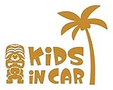 Sticker Shop Haru KIDS ＩＮ CAR ステッカー ティキ像とヤシの木 20cm ゴールド