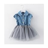 WIN　子供服 フォーマル 切替 ワンピース　女の子 ドレス　長袖チュールスカート　キッズ ジュニア ガールズ (80cm, 短袖)