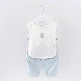 Là vestmon　ベビー服 ベスト＋半パンツ2点セット キッズ 子供服　袖なしトップス 綿麻　通気性いい　発汗性いい 通学校 可愛いベビー服 通園　出産ギフト 誕生日祝い