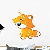 Wallmonkeys wm189204キュートベビーオレンジとイエローCartoon Foxピールとスティック壁デカール 18"W x 17"H - Small GEN-16424-18