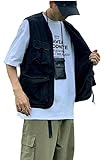 [Daction] オーバーサイズ フィッシングベスト 釣りベスト ベスト メンズ レディース ストリート 韓国ファッション オーバーサイズ カジュアル (2XL, ブラック)
