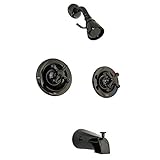 Kingston Brass NB660AX Water Onyx Twin Handles Pressure Balanced Tub and Shower Faucet with Volume C