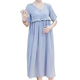 USM STORE 授乳服 ロング ワンピース 長袖 授乳口付き ゆったり リラックス 秋冬 レディース (L, グレー)