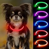 Candofly 光る首輪 小型犬 - 犬 散歩 ライト 充電式 LED 犬くびわ小型 光る 猫 首輪 犬散歩夜ライト (赤)