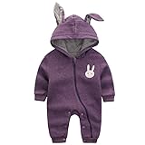 エルフ ベビー(Fairy Baby)赤ちゃん着ぐるみ カバーオール ロンパース フード付き うさぎ耳 長袖防寒着 80cm 紫