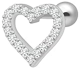 [From da Phactory] フロム ダ ファクトリー ハート フレーム ジュエル ストレートバーベル サージカルステンレス 軟骨ピアス ボディピアス 1個(18G,シルバー)