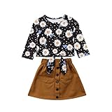 (ラランドリー) Laraandlory 子供服　キッズ　ベビー　女の子　セットアップ　上下セット　花柄　長袖トップス＋Aラインスカート　可愛い　秋冬春　130/5-6歳