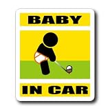 わーるどくらふと BABY IN CAR ゴルフバージョン（B) ステッカー （きいろ）