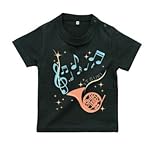 BabyChips ホルンと音符(名入れ半袖ベビーTシャツ) 100 ブラック