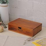 Mrs.L Store　木製 多機能 卓上収納ボックス 小物入れ 1と2段引出し (ベージュ, 1段)