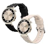kwmobile 2x 交換バンド Huawei Watch GT6 41mm / GT5 Pro 42mm / GT5 41mm / GT4 41mm対応 ベルト - シリコンバンド ソフト TPU 耐久性 黒色/ベージュ