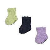 新生児・ルーズソックス3足組・日本製 7-9cm グリーン、ネイビー、パープル