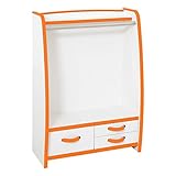 【地球家具】【キッズ収納】子供用 服かけ 安全設計 完成品  安心やわらかEVA素材 おしゃれなハンガーラック 日本製(オレンジ, ワイド)